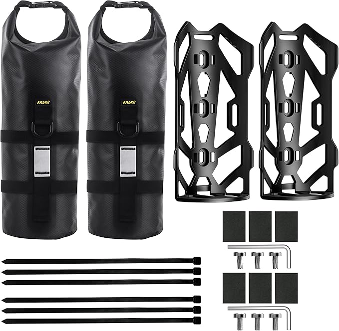 2 Pack Front Fork Bags, Mountain/Road Bike Waterproof Roll Top Design, 5L Capacity, Sporty Casual Style