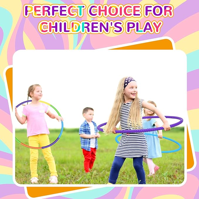 Sratte 12 Pcs Toy Hoop for Kid Detachable Adjustable Toy Hoop Colored Hoop Exercise Ring Plastic Circle for Kid Teen Gymnastics Dog Agility Equipment, Require Self Assembly(Stylish Colors, 24 Inch)