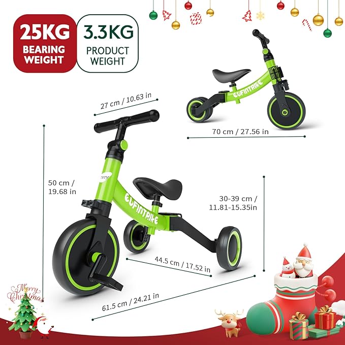 besrey 5 in 1 Toddler Bike for 1 Year to 4 Years Old Kids, Toddler Tricycle Kids Trikes Tricycle, Toys for Boy & Girl, Balance Training, Removable Pedals