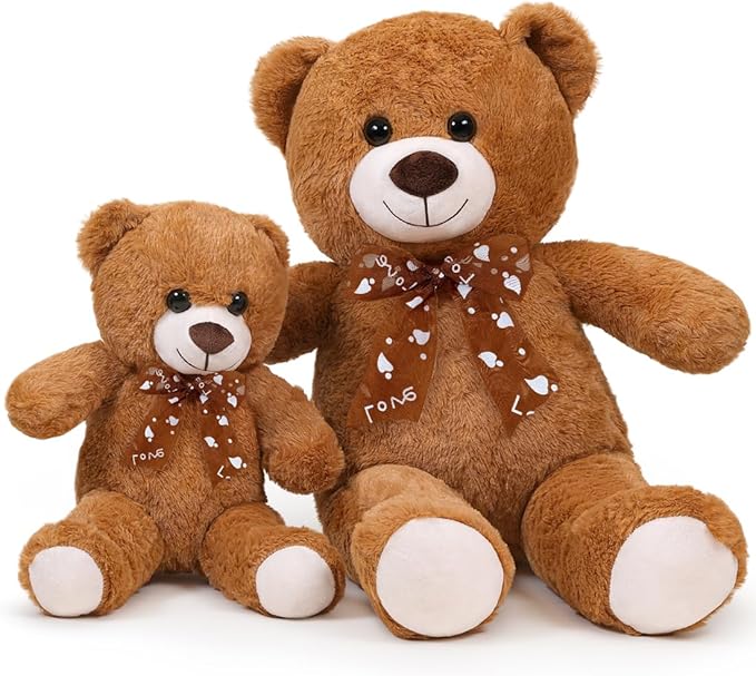Teddy Bear Stuffed Animal 16'' Small Teddy Bear Plush Toy Gift for Valentine Christmas Birthday Dark Brown
