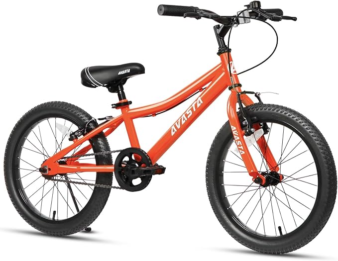 AVASTA Bilbo 18 20 Inch Kids Bike for Boys Girls 5-10 Years Old, Retro Style High Carbon Steel Bicycle with Adjustable Handlebars and Seat, Dual V-Brakes, Kickstand, Multiple Colors