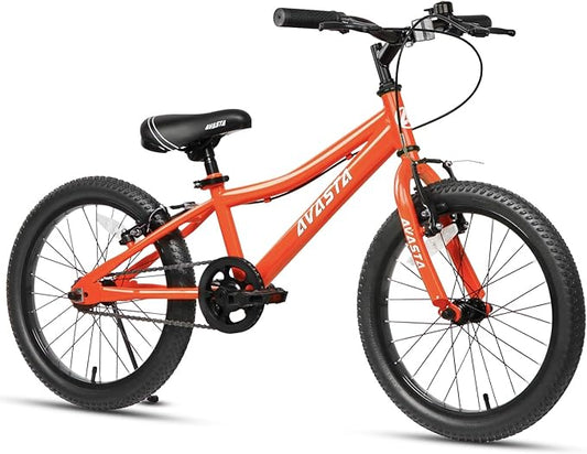 AVASTA Bilbo 18 20 Inch Kids Bike for Boys Girls 5-10 Years Old, Retro Style High Carbon Steel Bicycle with Adjustable Handlebars and Seat, Dual V-Brakes, Kickstand, Multiple Colors