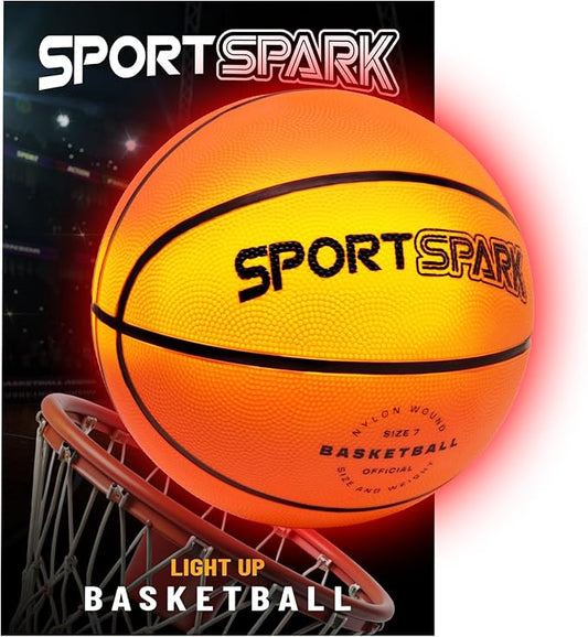 Light Up Basketball - Glow in The Dark Ball - Outdoor Sports Birthday Gift for Boys Ages 8-15 - Kids Teenage Youth Activity - Boy Toys