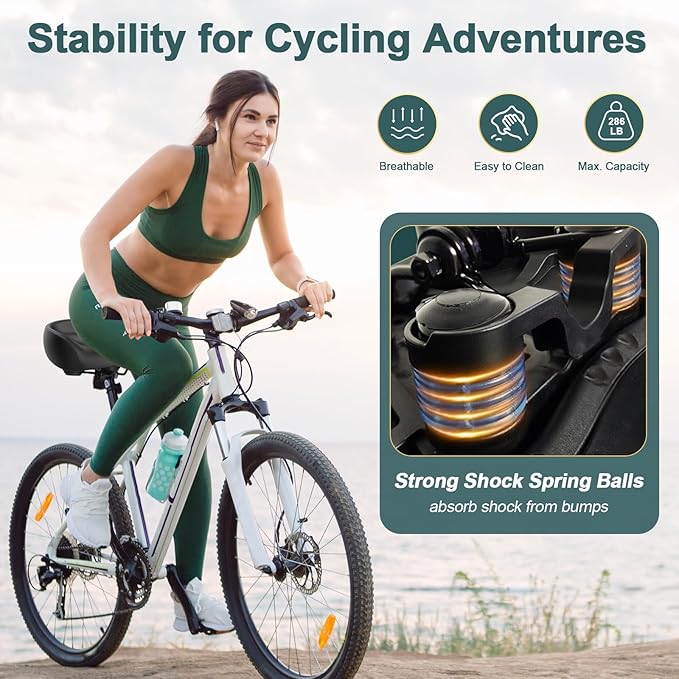 Xmifer Oversized Bicycle Seat, Ultra Wide Wing Comfort Seat for Peloton & Plus Bikes, Electric or Tricycle Bike for Men and Women