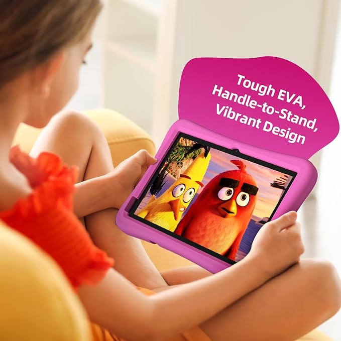 plimpton 2025 Upgraded Kids Tablet, 10 Inch Android 15 Tablet for Kids with Case Included, Octa-Core, Google Kids Space, Parental Control, 4GB+64GB, WiFi, BT5.3, YouTube, Great Gift for Toddler(Pink)