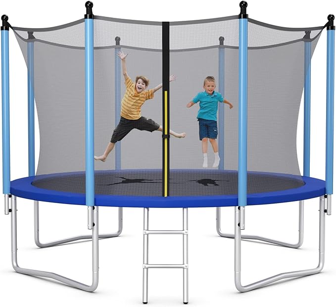 Giantex Trampoline for Kids Adults, ASTM Approved 8 10 12 14 15 16Ft Big Trampoline with Ladder, Thickness Steel Pipes Wear-Resistant All Weather Outdoor Large Recreational Trampoline with Net