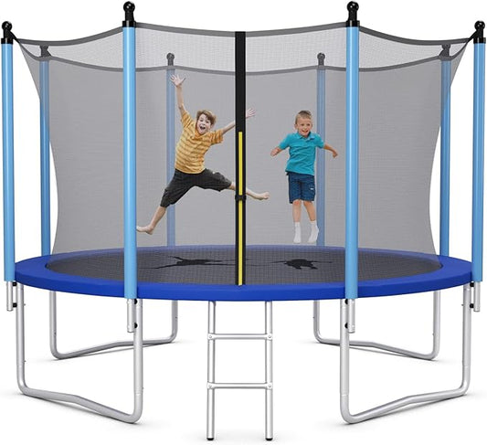 Giantex Trampoline for Kids Adults, ASTM Approved 8 10 12 14 15 16Ft Big Trampoline with Ladder, Thickness Steel Pipes Wear-Resistant All Weather Outdoor Large Recreational Trampoline with Net