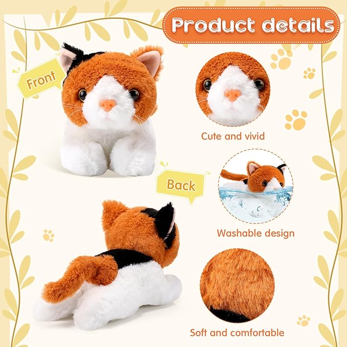 3 Pcs 9 Inch Cat Stuffed Animal Plush Gift Cute Kitten Plush Toys Small Cat Stuffed Animal Sleeping Gifts for Boys Girls Pet Party Favors(Cute Style)