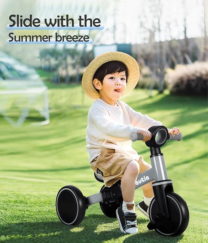 Tricycle for Toddlers 1-3, 4 in 1 Baby Balance Bike 1 2 Year Old Boy Girl Gift, Kids Bicycle Toy with Removable Pedals