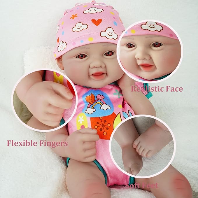 17.3 in Full Silicone Reborn Baby Dolls, 1:1 Lifelike Newborn Dolls Non Vinyl Realistic Reborn Toddler Dolls Boy Washable Sleeping Doll