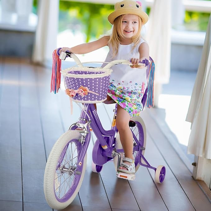 XJD Girls Bike for Toddlers and Kids Ages 2-12 Years Old,12 14 16 Inch Kids Bike with Training Wheels & Basket