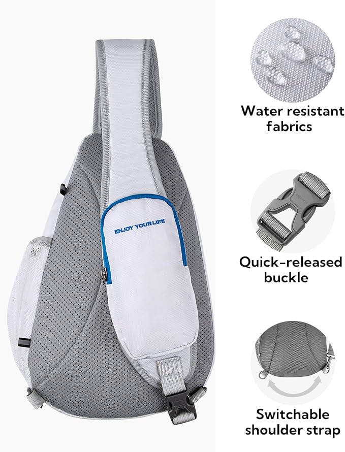 WATERFLY Crossbody Sling Bag Small Water Resistant Backpack Lightweight Shoulder Chest Daypack for Men Women Hiking Travel