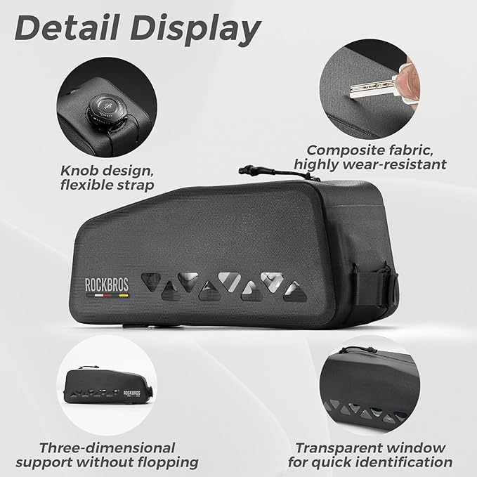 ROCKBROS Top Tube Bike Bag Waterproof Bike Frame Bag Lightweight Buckle Lock Design TPU Material Top Tube Bag Easy Install Cycling Top Tube Front Frame Pack 1L Capacity