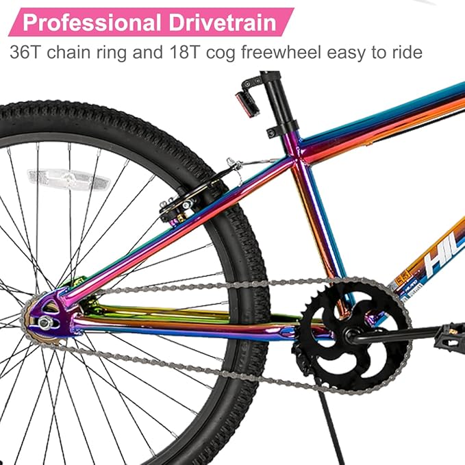 Hiland 24 26 inch BMX Bike for for Teen Bike and Adult Bikes, Beginner-Level BMX to Advanced Riders with 2 Pegs, Bicycles for Men and Women, Multiple Colors