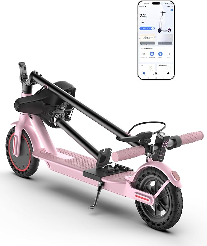 Electric Scooter Adults, Powerful 350W E-Scooter, Max 19 Mph & 15-19 Miles Range Scooters, Folding Scooters with 8.5" Solid Tires, Commuting Scooter Kick Scooter with APP Control (Seats Optional)