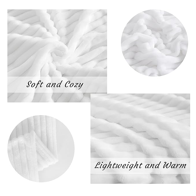 Ntbay Flannel Fleece Twin Blanket, Soft Lightweight Fuzzy Bed Blanket for Couch Sofa Bed All Seasons - White - 60 x 80 inches