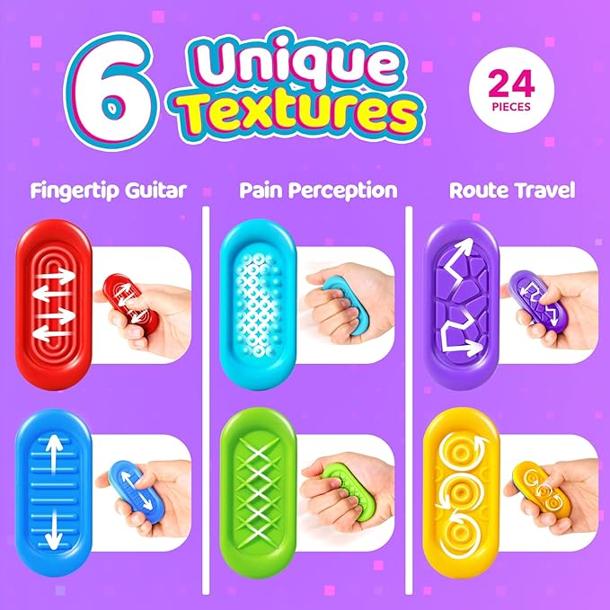 Sensory Marble Fidget for Kids Adults- 24 Pack Squeeze Gel Autism Toys, Quiet Bulk Fidget Stones for Student Classroom Prize, Silent Stress Squishy Calming Sensory Items, School Gooide Bag Stuffers