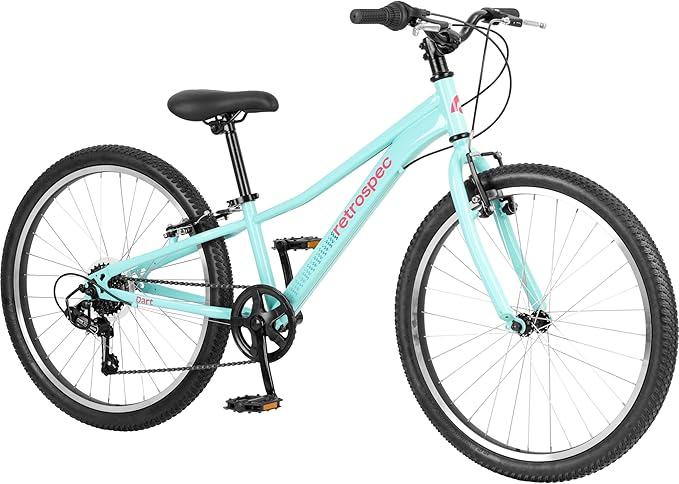 Retrospec Dart 20 & 24 Inch Kids Bike - 7-Speed Hybrid Bicycle for Ages 6-11 with 29in All-Season Tires & Shock Absorption - Adjustable Height Youth Bike with V-Brakes & Smooth Gear Shifting