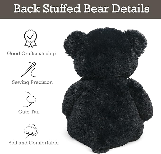 LotFancy Teddy Bear Stuffed Animals, 20 inch Soft Cuddly Plush Black Bear, Cute Toy with Footprints, Gift for Kids Baby Toddlers on Baby Shower, Birthday, Christmas, Easter Decoration