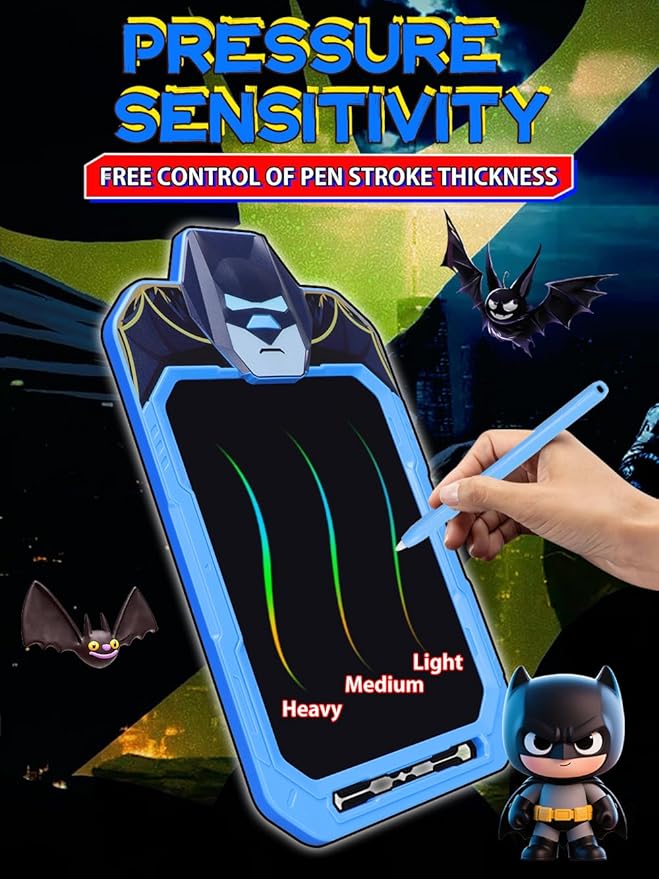 LCD Writing Tablet for Kids 10 Inch Bat Hero for Toddler 3 4 5 6 7 8 - Paint, Doodle Board, Drawing Pad - Travel Toys, Road Trip Car Activities, Birthday Christmas Gift Boys & Man