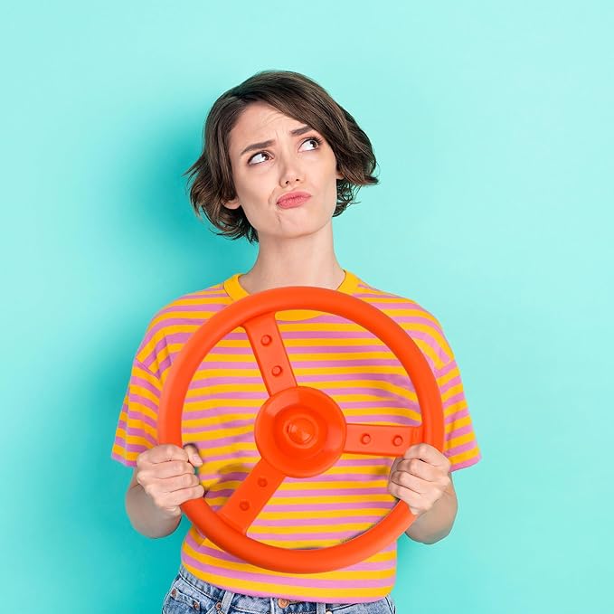 Playground Steering Wheel Accessories Plastic Swingset Steering Wheel Pirate Ship Steering Wheel Playset for Outdoor Backyard Treehouse Playground Jungle Gym (1, Orange)