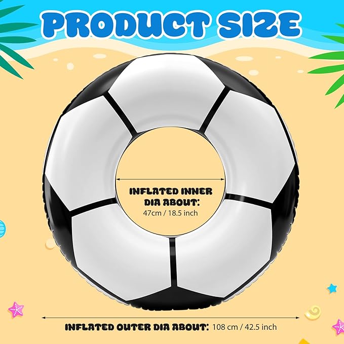 ShinyRelief 2 Pcs Footabll Baseball Soccer Basketball Sport Inflatable Pool Ring Floats Ring Adult Size Inflatable Floats Swimming Pool Tubes Beach Sports Party Lake Use Summer