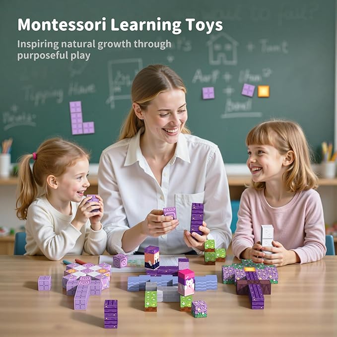 Magnetic Blocks Kid Building Toys - 120Pcs Magnet Cubes Toddler Montessori Sensory STEM Toy for 3-5 4-6 5-7 6-8 Year Old Boys Girls, Build Magic Castle Set