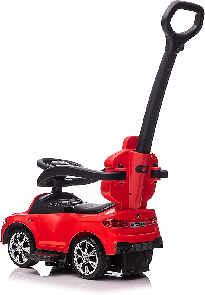 Best Ride On Cars BMW 4 in 1 Battery Powered Push Car, Red, Large
