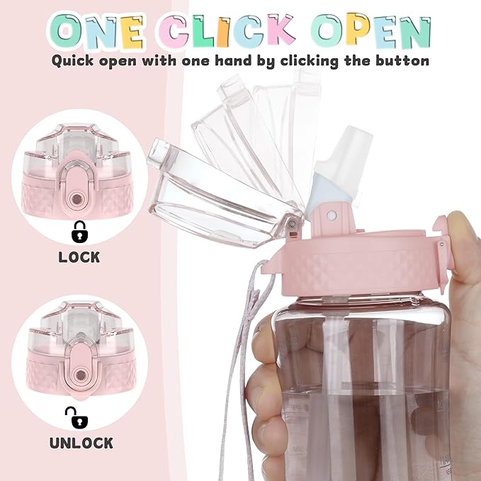 OLDLEY 12oz Kids Water Bottle for School - Motivational With Silicone Straw, Leak-Proof Tritan BPA-Free, Reusable for Girls Boys, Cerulean