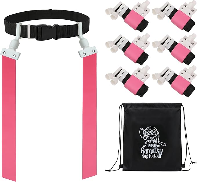 Gameday Flag Football Set – Kits for 2–14 Players w/Belts, Agility Cones & Carry Bag – Available in Multi Colors & Sizes