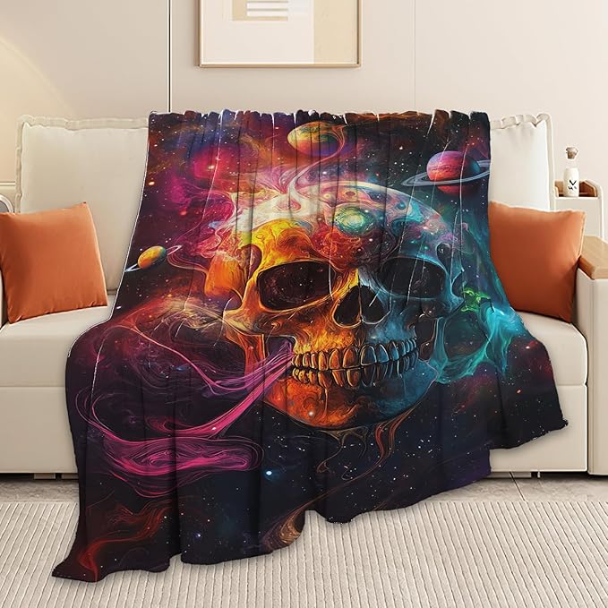 Skull Blanket Skeleton Throw Blanket Gifts for Women Girls Men Boys Kids Adults Super Soft Cozy Plush Fluffy Fuzzy Fleece Blanket Decor 40''X50''