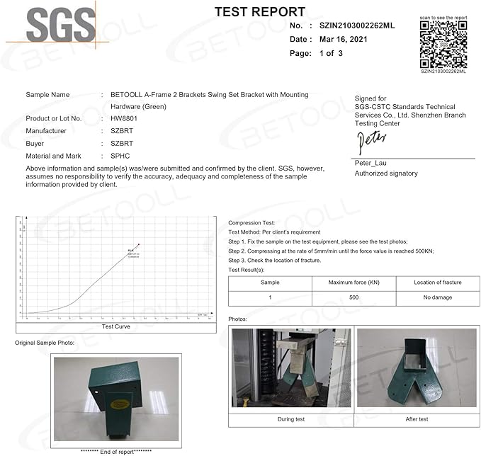 BETOOLL A-Frame 2 Brackets Swing Set Bracket with Mounting Hardware (Green)