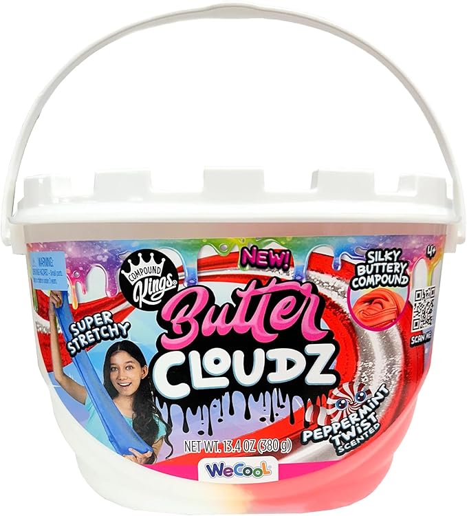 COMPOUND KINGS - Fluffy Cloudz Slime Jar (Peppermint Candy Cane)