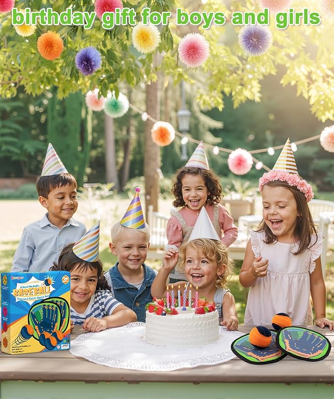 Toss and Catch Ball Game Set Birthday Gifts for 3 4 5 6 7 8 Years Old Boys Girls, Yard Camping Outdoor Games for Adults and Family, Paddle Ball Baseball Pool Beach Toys for Kids Ages 4-8 8-12