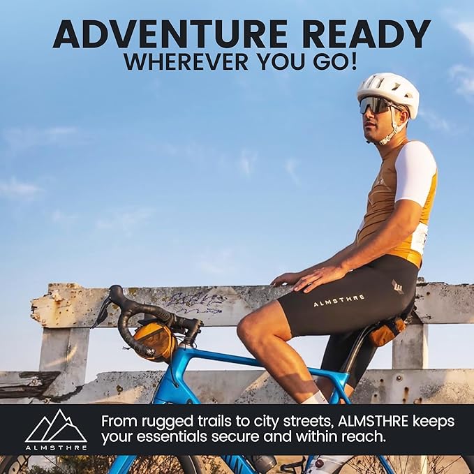 Signature Bar Bag – California Gold | Hard-Shell Bike Handlebar Bag with Waterproof Zippers & Adjustable Straps | Lightweight Bicycle Handlebar Bag, Compatible with Road, Gravel & MTB Bikes