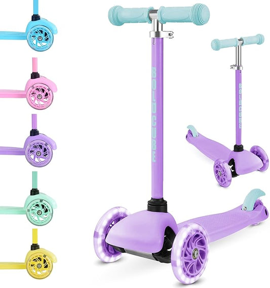 Teeny | 3 Wheel Mint Scooter for Kids & Toddlers Ages 3-6 Years | Flashing Wheels | Height Adjustable 53 to 70 cm | My First Scooter
