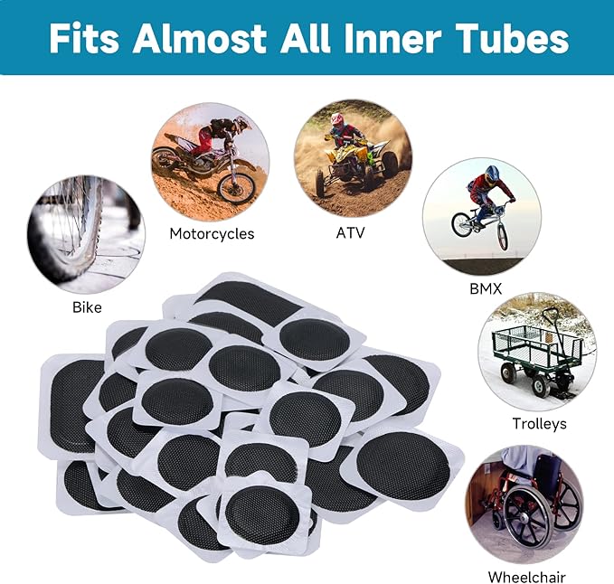 Bike Inner Tube Patch Kits, Bicycle Tire Repair Kit, with Portable Storage Box, for Cycling, Motorcycle, BMX, ATVs and More Inflatable Rubber.