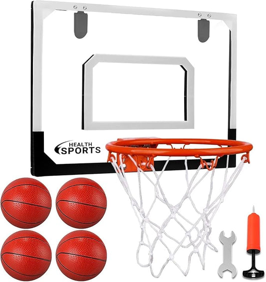 AOKESI Indoor Mini Basketball Hoop Set for Kids - 17" x 12.5" Door Hoops Room&Wall Mounted with Complete Accessories Game Toys Balls Gifts Boys Teens