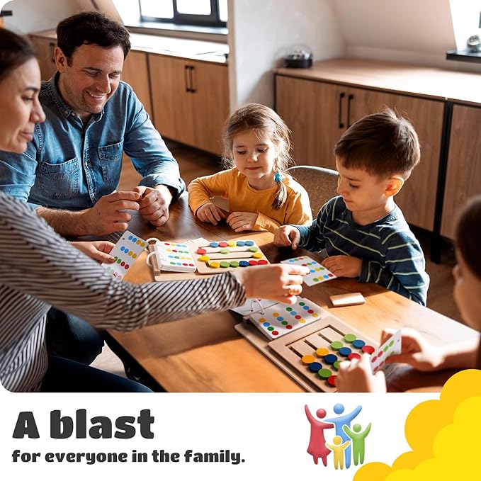 LiKee Slide Puzzle Color Sorting Matching Toys, Airplane Car Travel Busy Board for Toddler No-Lose-Parts and Portable, Montessori Wooden Educational Toys Board Games for Kids Boys Girls 3+ Years Old