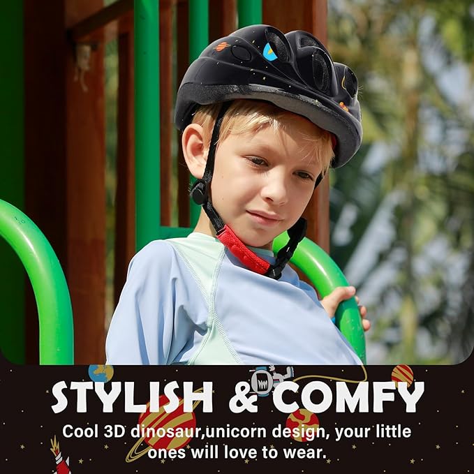 Kids Toddler Bike Helmet, Adjustable Boys Girl Helmets from Baby to Children(Age 1-8), Multi Sports for Bicycle Skate Scooter with LED Light