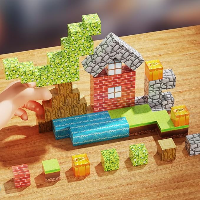 Magnetic Blocks Cubes Toys for Kids, Travel Building Toys for Toddlers Boys & Girls, Magnet Building Blocks Construction Education Learning Toys, 63PCS