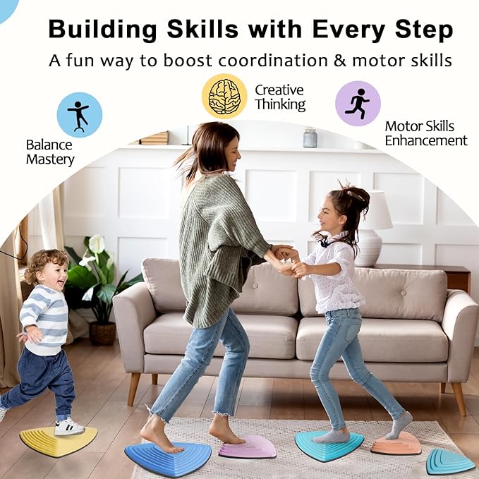 Stepping Stones for Kids Non-Slip Balance River Stones Toys Promoting Children's Coordination Skills Obstacle Courses Sensory Toys for Toddlers Indoor & Outdoor
