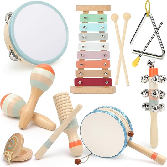 Toddler Musical Instruments,Wooden Musical Toys for Toddlers 1-3,Montessori Musical Toys for Babies 6-12 Months,Preschool Educational Baby Girl Toys,Music Toys for 1 Year Old,Christmas Birthday Gifts
