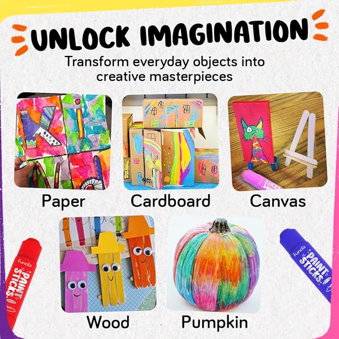 12 Tempera Paint Sticks for Kids & Toddlers - Quick Dry, Non-Toxic Washable Paint for Kids | Art & Craft Supplies Set, Solid Painting Markers with Metallic Gold & Silver Color Ages 1 2 3 4 5 6