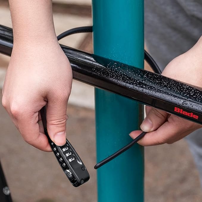 CXWXC Zip Tie Lock - 4-Digit Combo Cable Locks for Bike Motorcycle Helmet, Skateboard, Skis, Snowboard, Stroller & Cabinet - Ideal for Lightweight Security (Balck, 45CM)