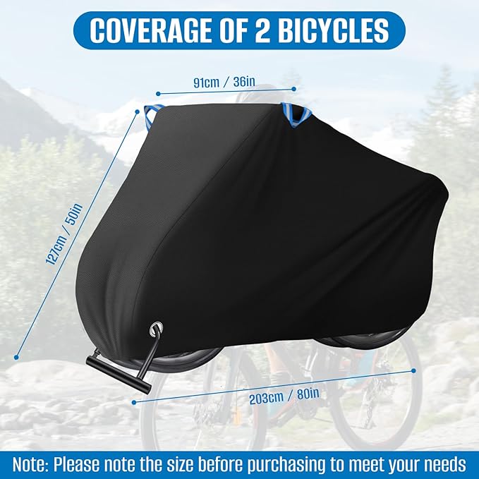 SIRUITON Bike Cover for Transpor 2 Bike-Heavy Duty 420D Travel Bike Covers, Outdoor Strong UV Protection & Windproof, Waterproof Bicycle Rack Covers for Car, Truck, RV, SUV.