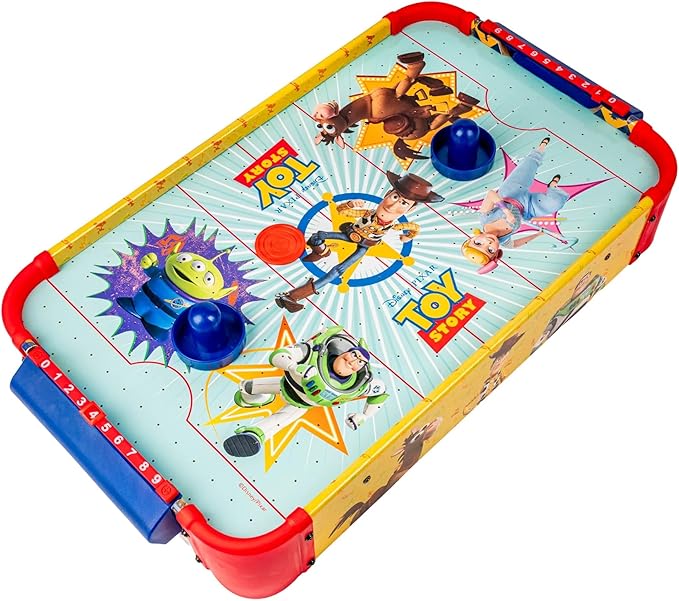 World Tech Toys Toy Story Air Hockey Table for Kids - Buzz & Woody Tabletop Game with Puck, Pushers & Air Flow System - Disney Pixar Licensed - Kids 4+