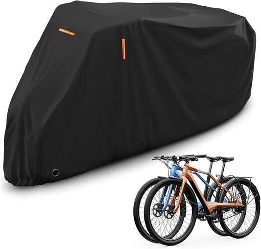 AKEfit Bike Cover, Waterproof Outdoor Bicycle Cover Rain UV Snow Proof with Anti-theft Lock Hole Outside Bike Storage Covers for Mountain Road Electric City Bike-XL for 1, 2 Bike