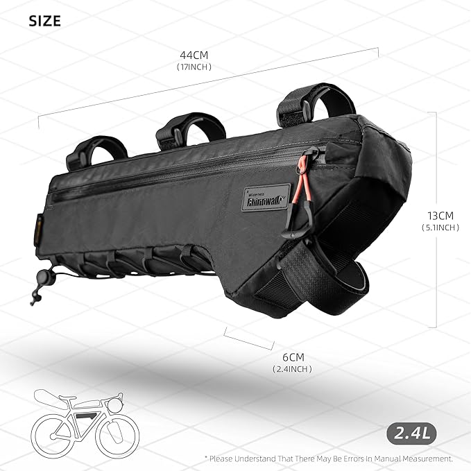 Bicycle Frame Bag Bike Triangle Bag Waterproof Bike Bag 1.7L with Dual Side Mesh Pockets for MTB Road Bike Cycling Commuting and Outdoor Adventures