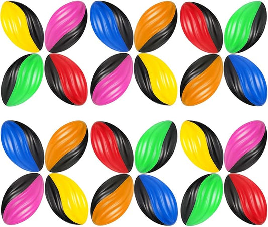 Jerify 24 Pack Foam Footballs 5 inch Bulk Mini Spiral Football Toys Easy Grip Waterproof Small Soft Emulation Foam Footballs for Kids Toddler Indoor Outdoor Play Game Football Party Favors